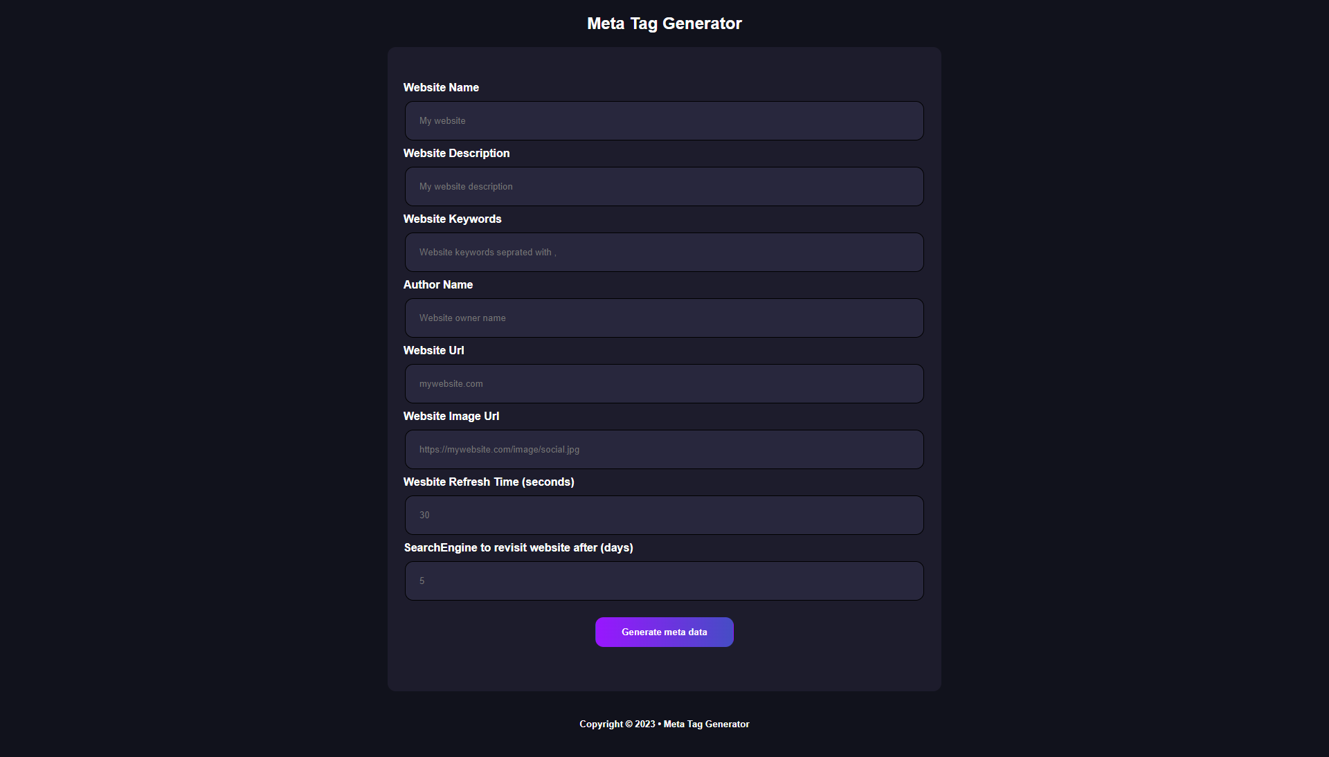 Meta Tag Generator gallery image