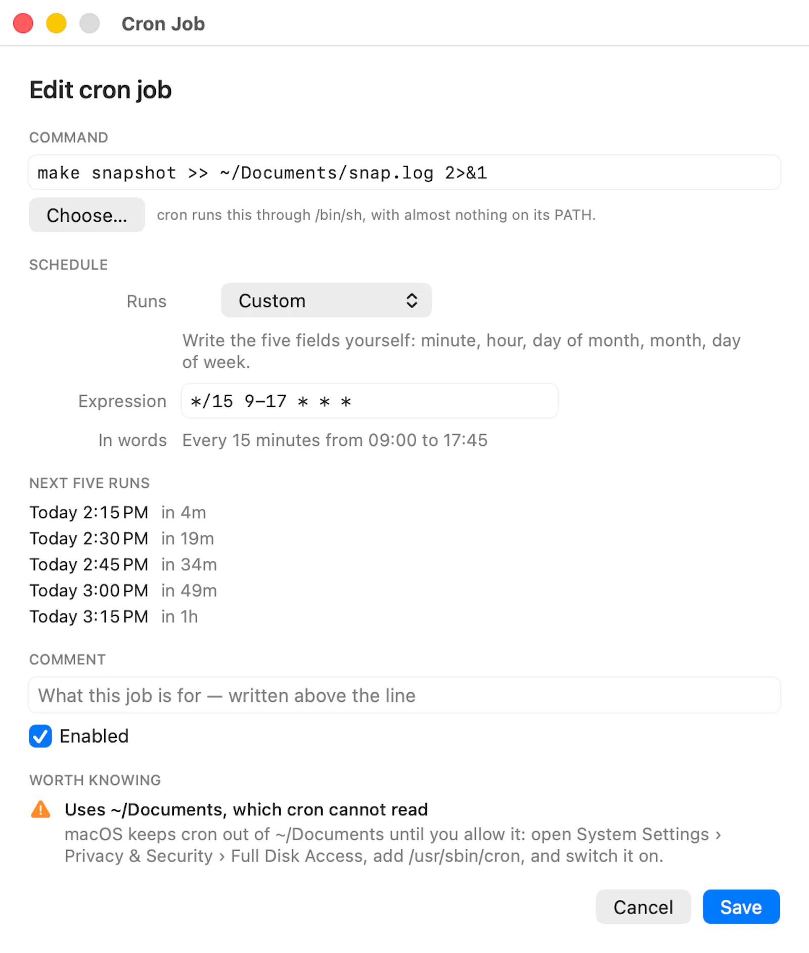 CronMon: What runs on this Mac and when? screenshot 4