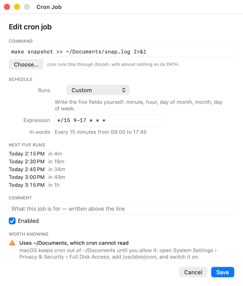 CronMon: What runs on this Mac and when? screenshot 4