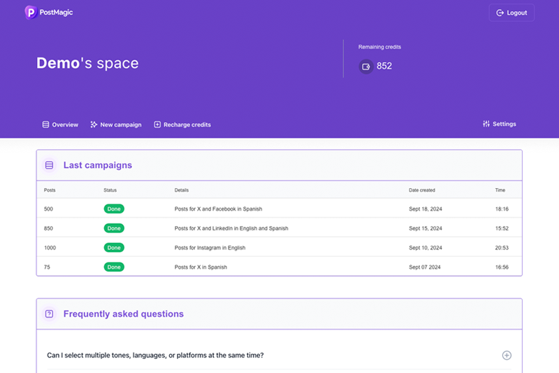 Postmagic - Generatore di post di massa dei social media AI-DRIVEVE ✨ media 3