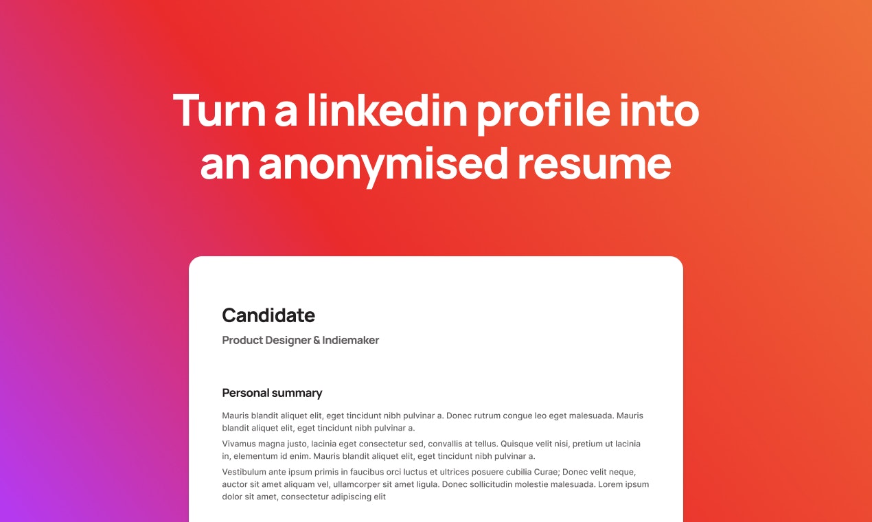 startuptile Talent Dojo-Make an anonymised resume from a Linkedin profile