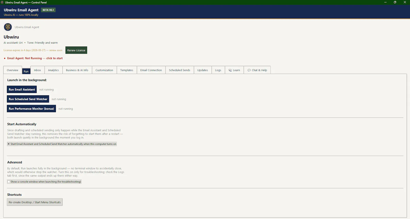 Ubwiru Email Agent screenshot 2