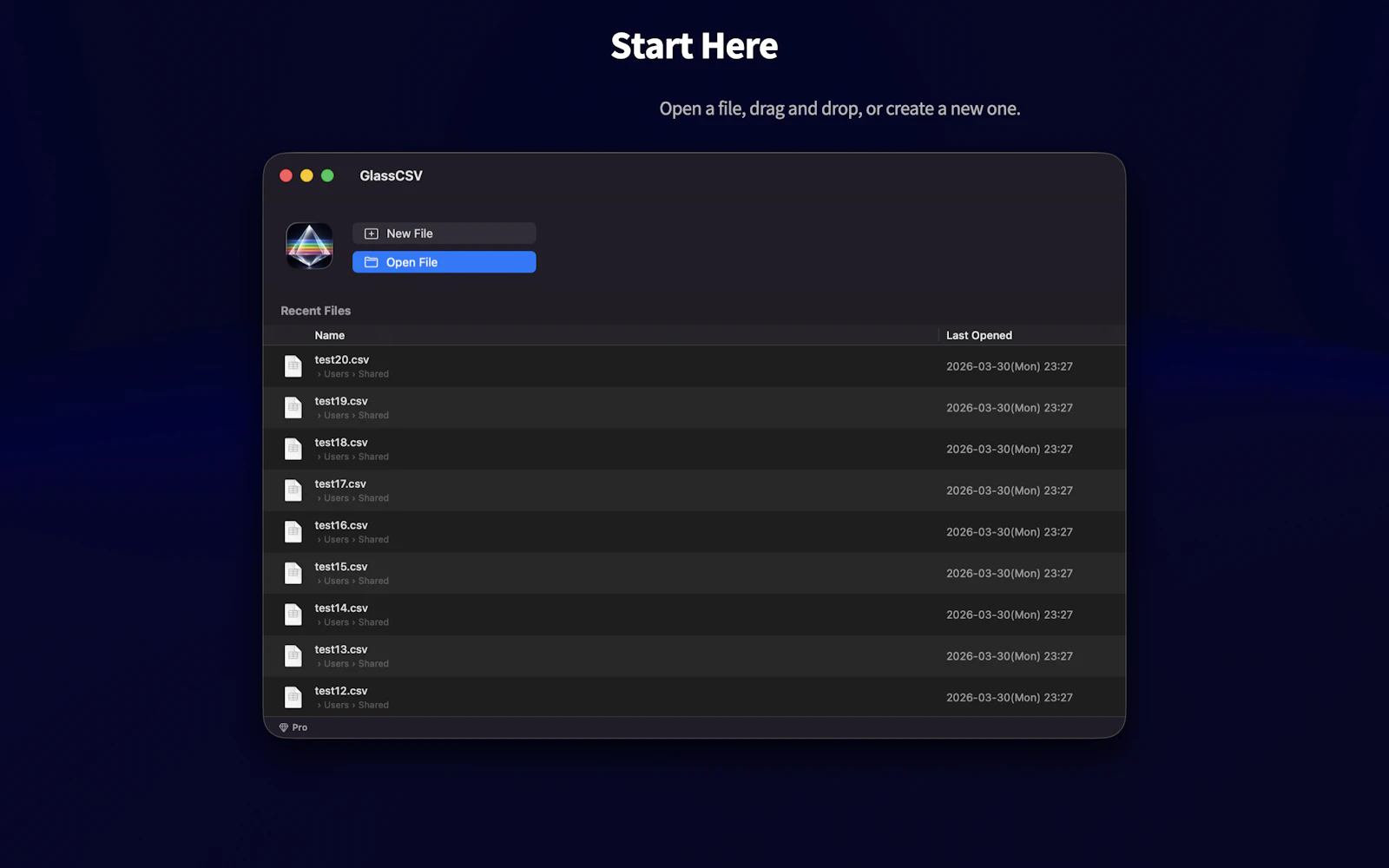 GlassCSV screenshot 2