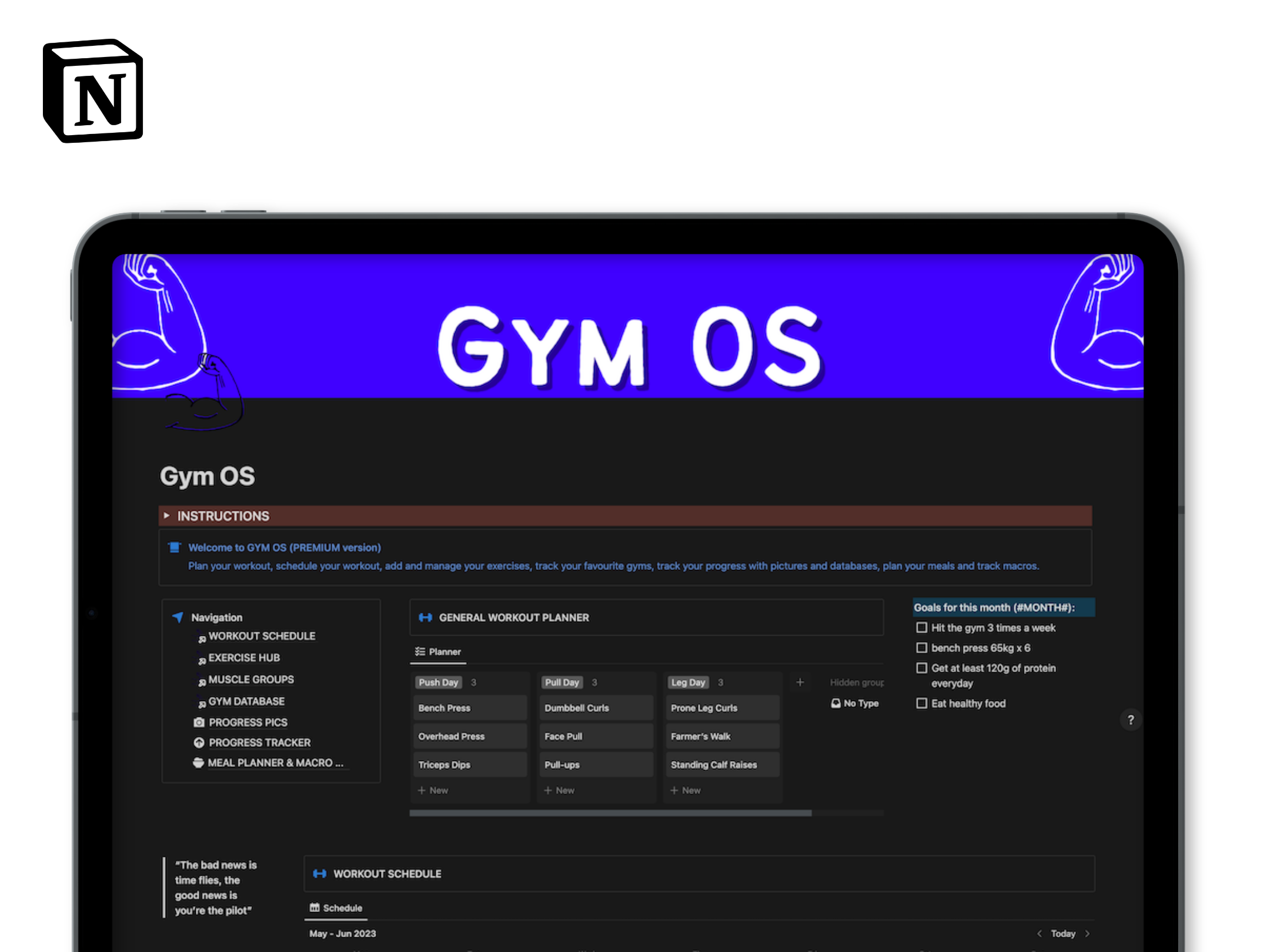 startuptile Gym OS | Notion template-Notion gym