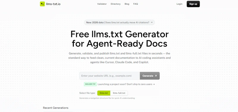 LLMs.txt Generator & Validator screenshot 1