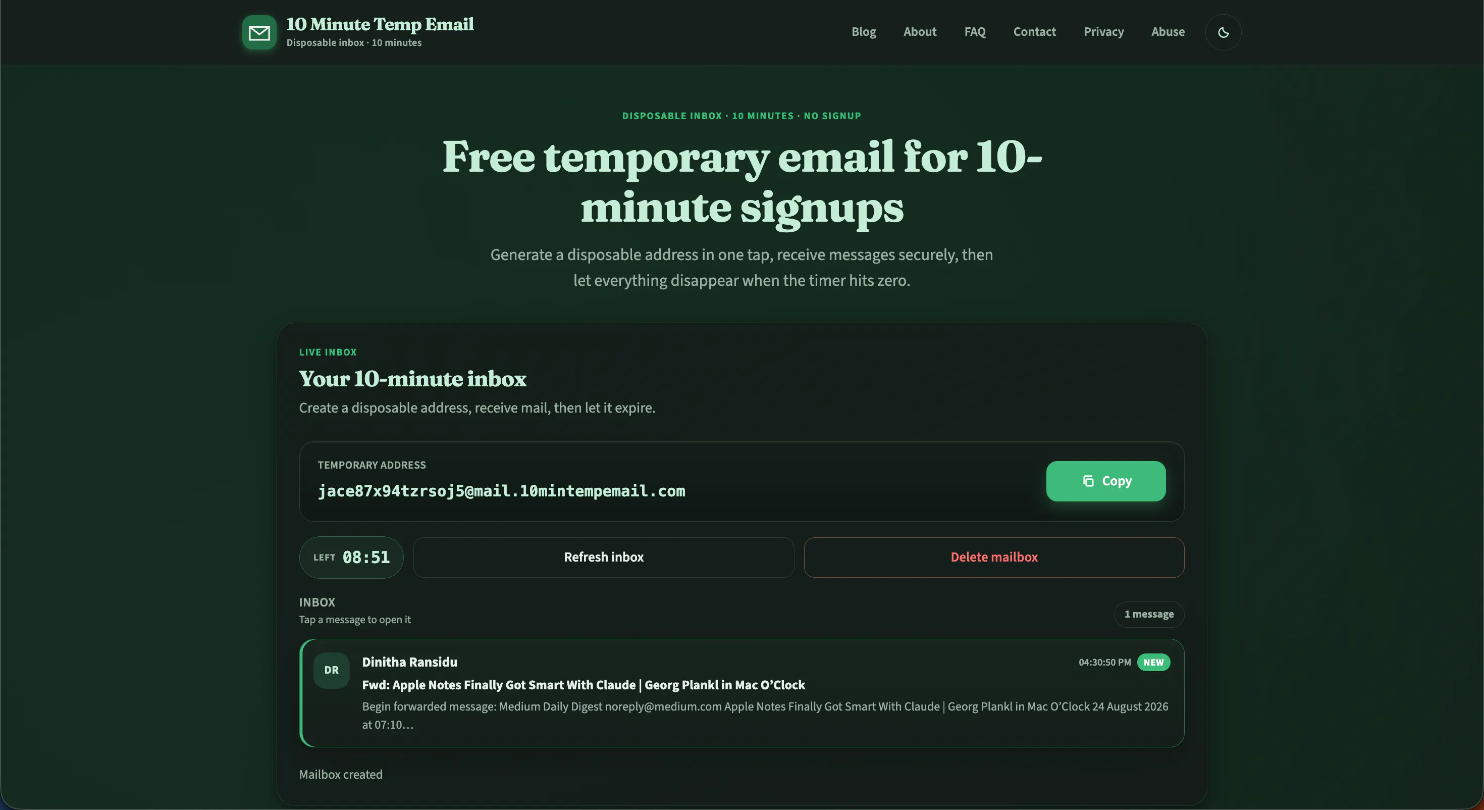 10 Minute Temp Email gallery image