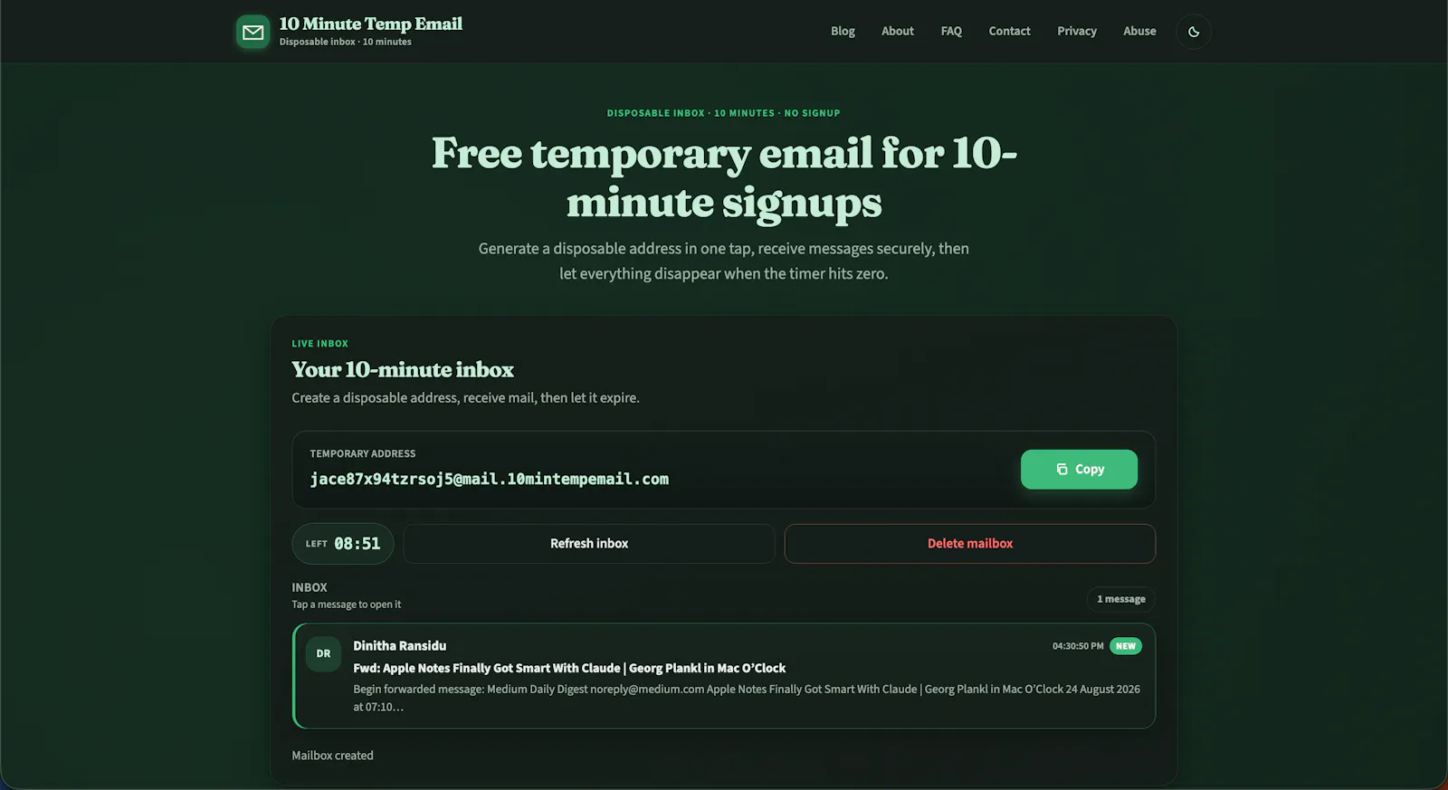 10 Minute Temp Email screenshot 4