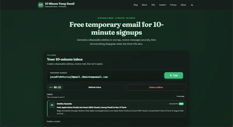 10 Minute Temp Email screenshot 4