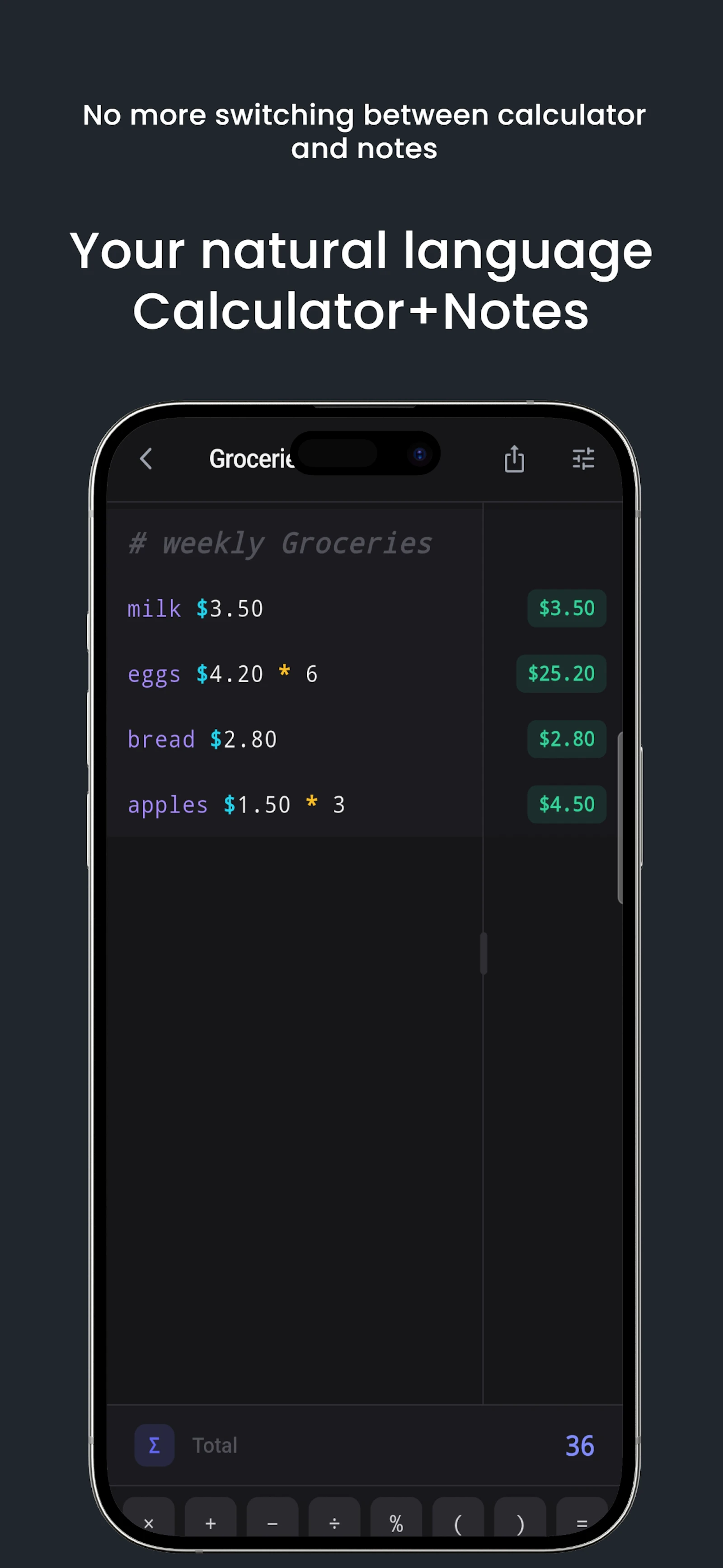 CalcBook screenshot 2