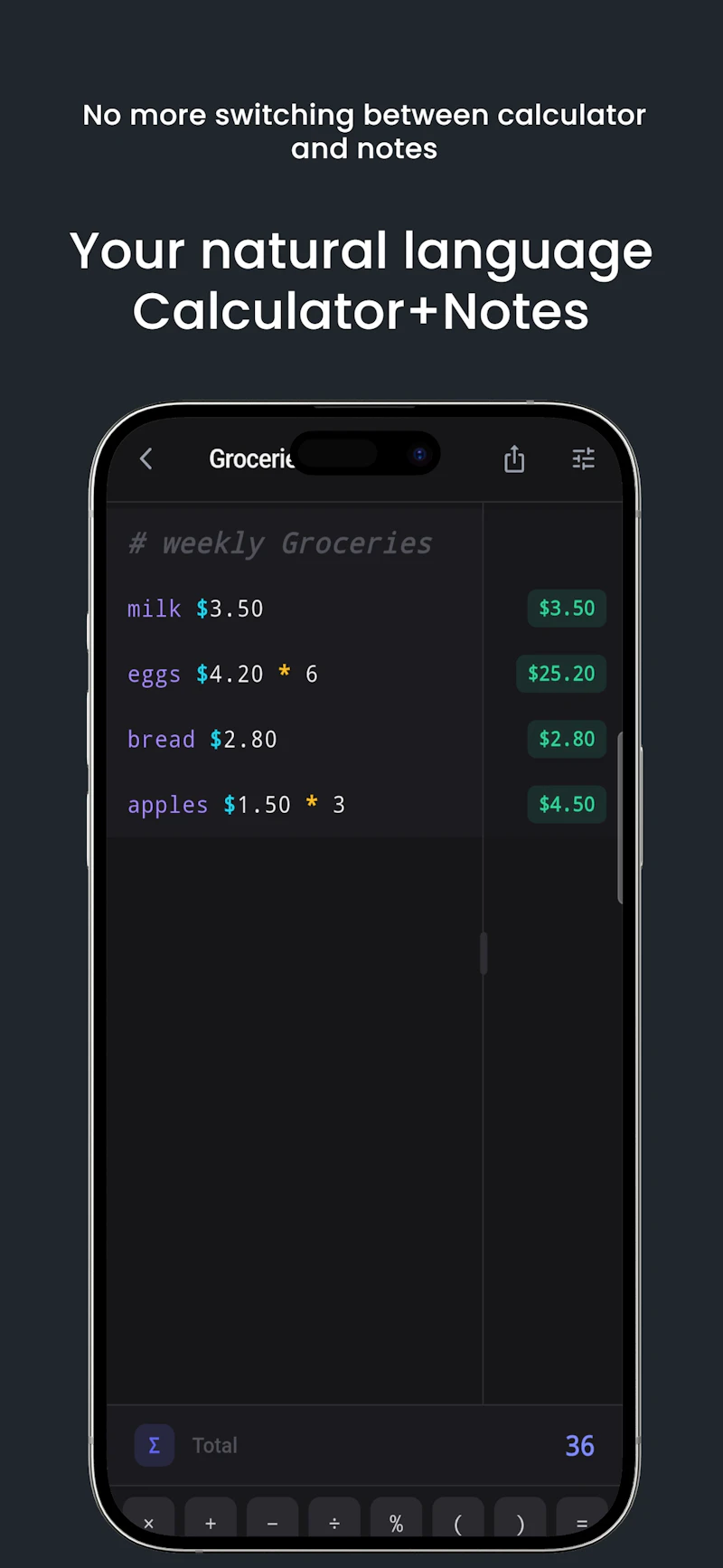 CalcBook screenshot 2