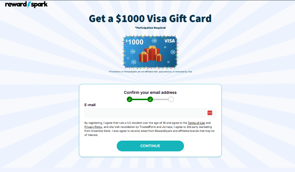 Get $1000 Visa Gift Card Now! - Screenshot 2 showing product features and functionality
