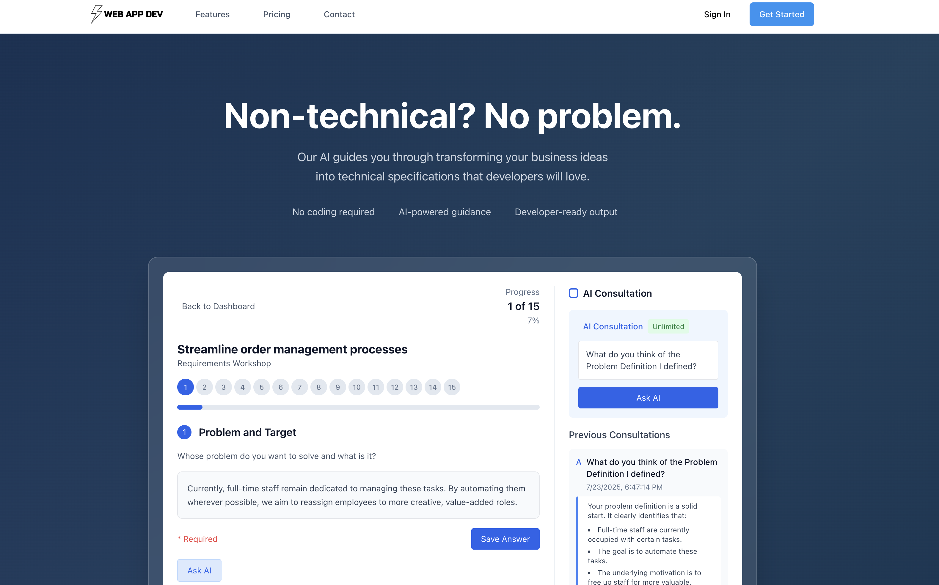 web app dev screenshot 1