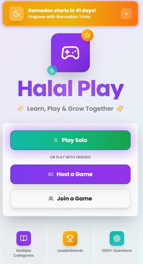 Halal Play - Main product screenshot demonstrating key features and user interface