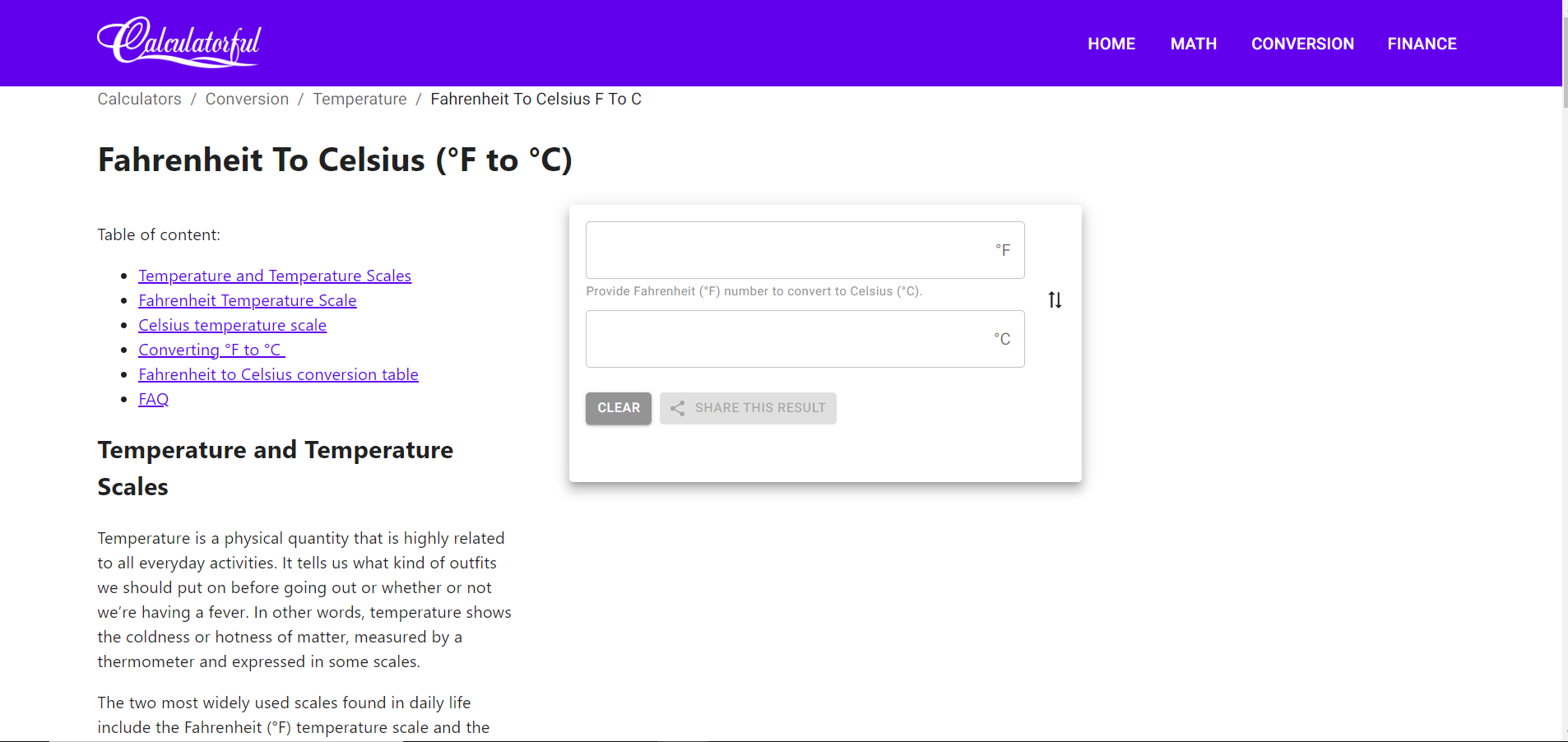 Convert Fahrenheit To Celsius