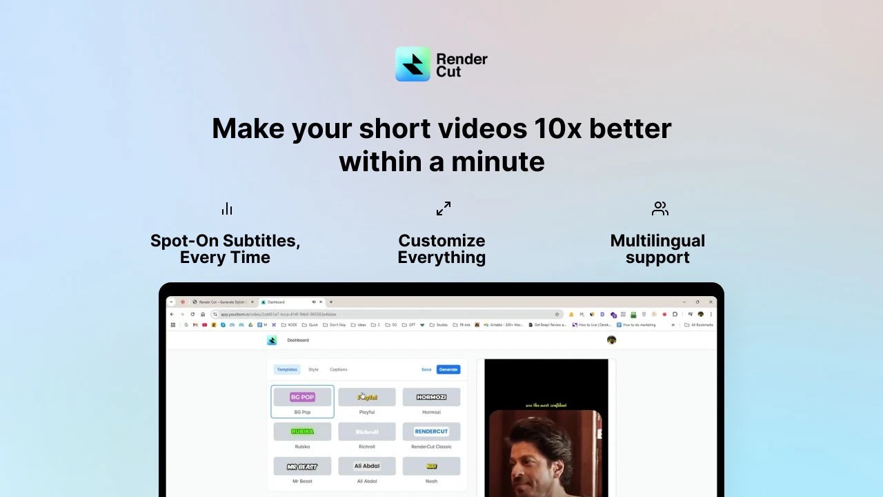 Rendercut - Rendi virali i tuoi video aggiungendo sottotitoli di stile! media 3