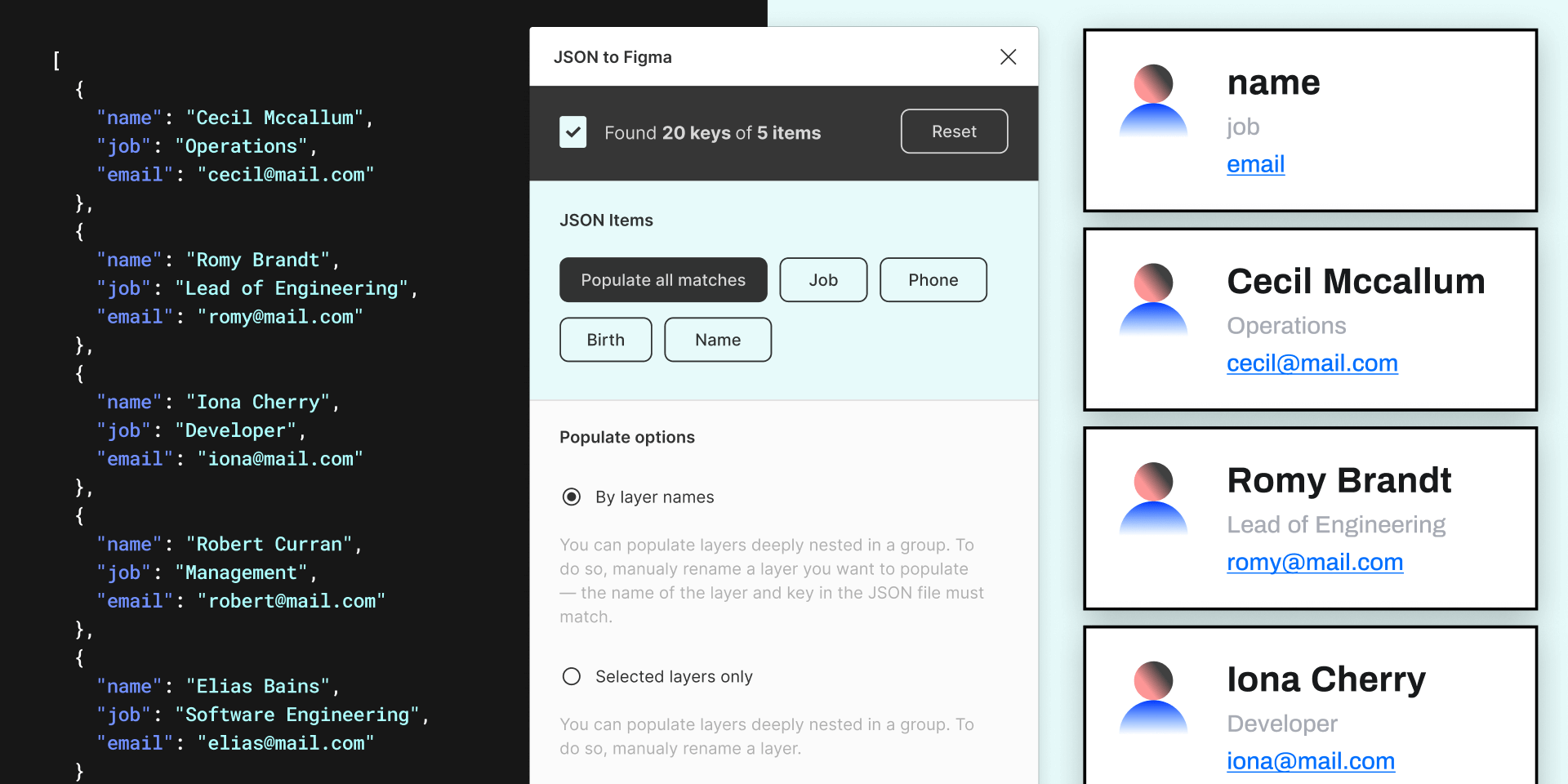 JSON to Figma Plugin gallery image