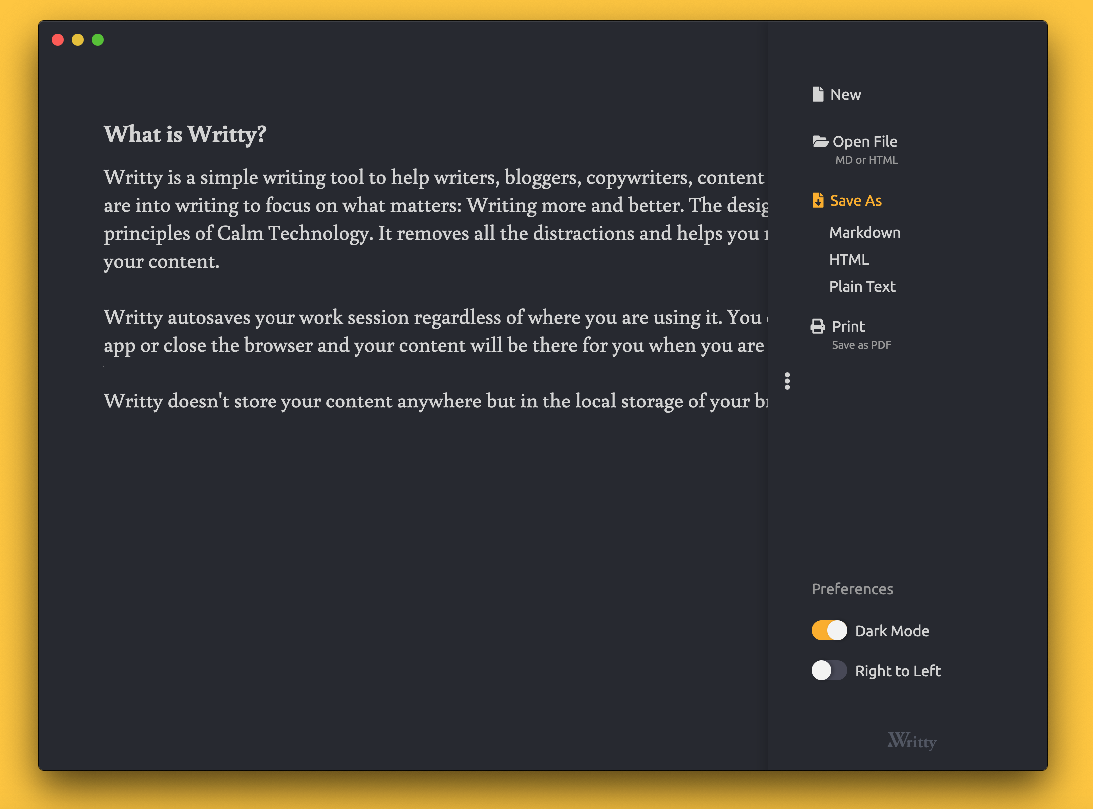 Writty macOS App gallery image