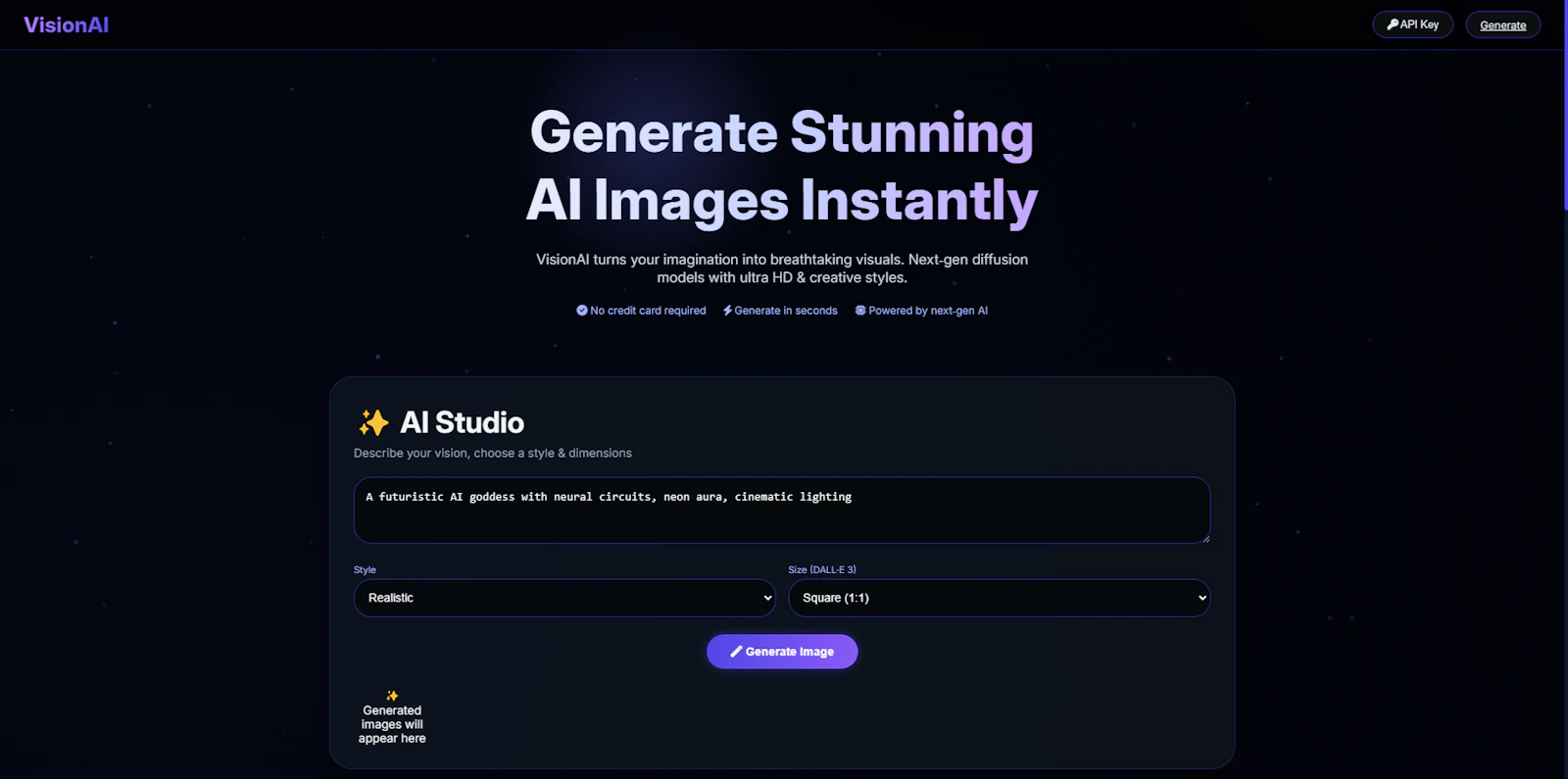 VisionAI — AI Image Generator SaaS screenshot 3