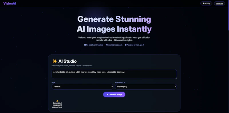 VisionAI — AI Image Generator SaaS screenshot 3