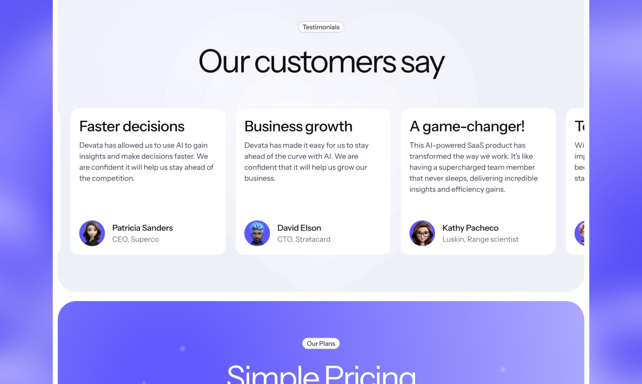 DEVATA Framer Saas Template gallery image