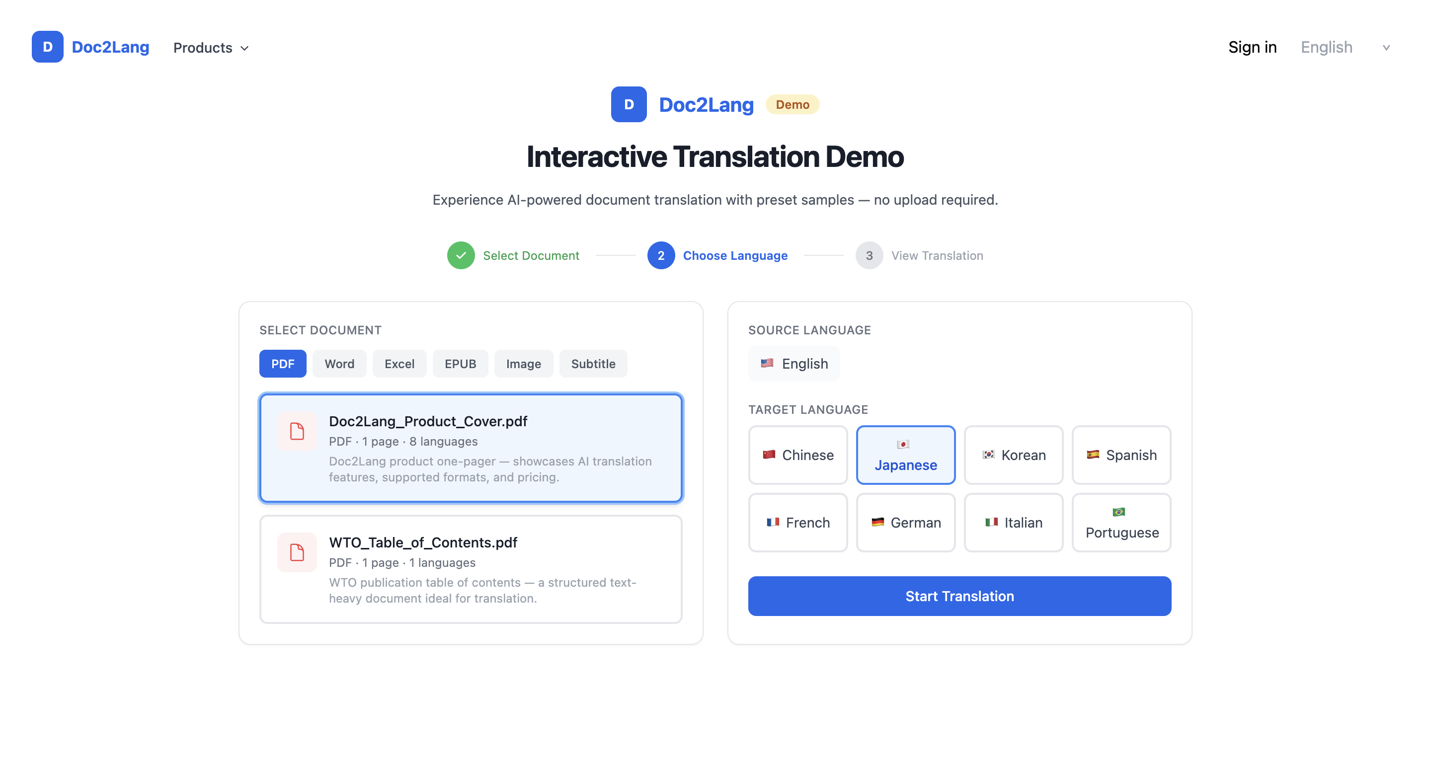 Interactive Translation Demo 