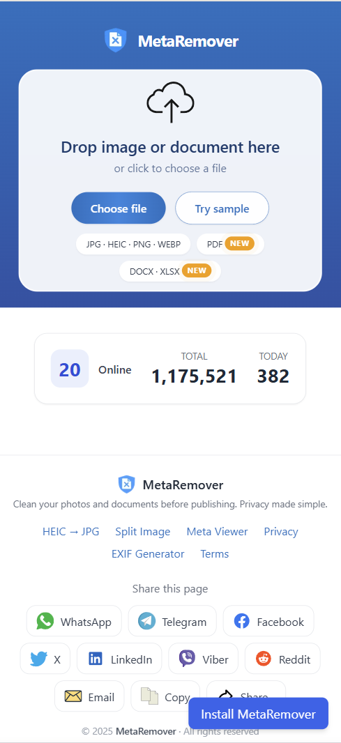 MetaRemover — Clean Image & Docs - Screenshot 2 showing product features and functionality