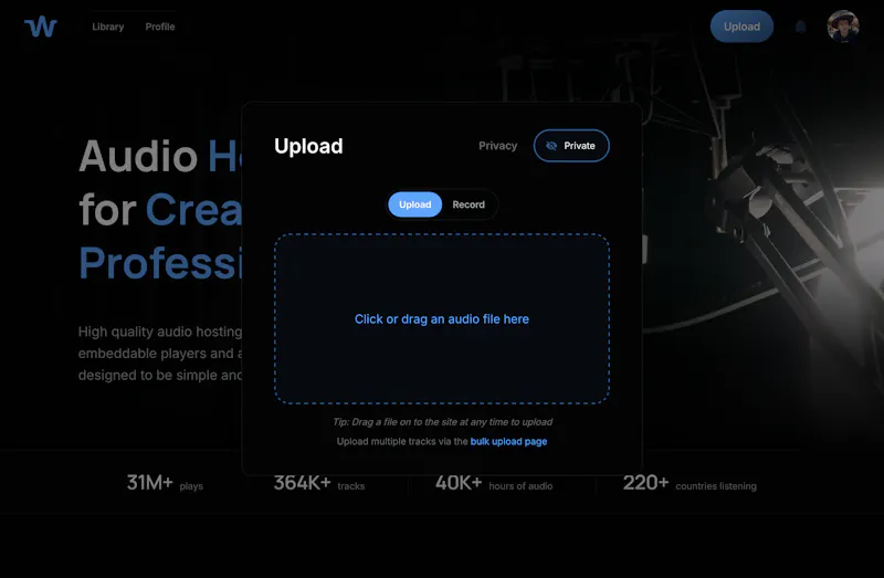 Whyp - Private Audio Hosting with Embeds screenshot 2
