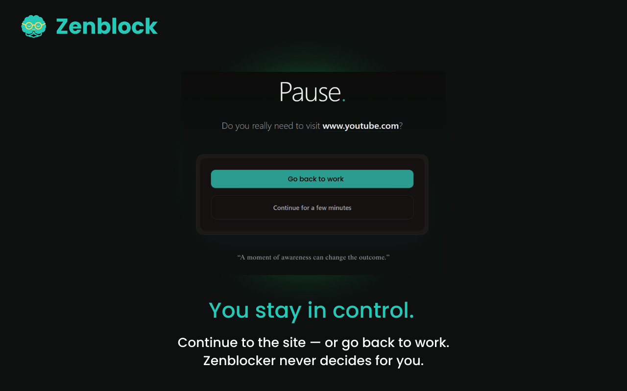 ZenBlock - Mindful website blocker gallery image