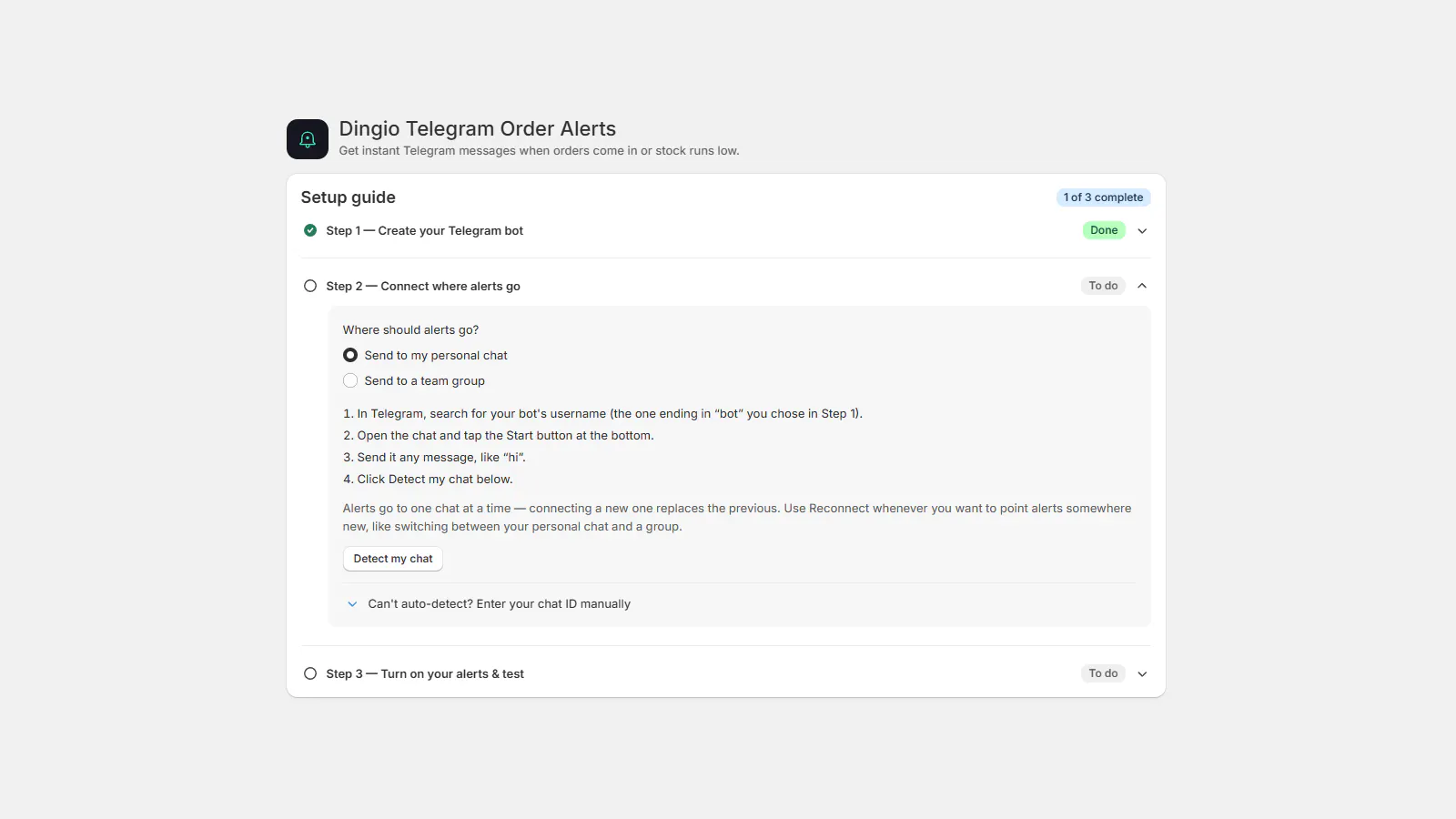 Telegram Order Alerts (Dingio) gallery image
