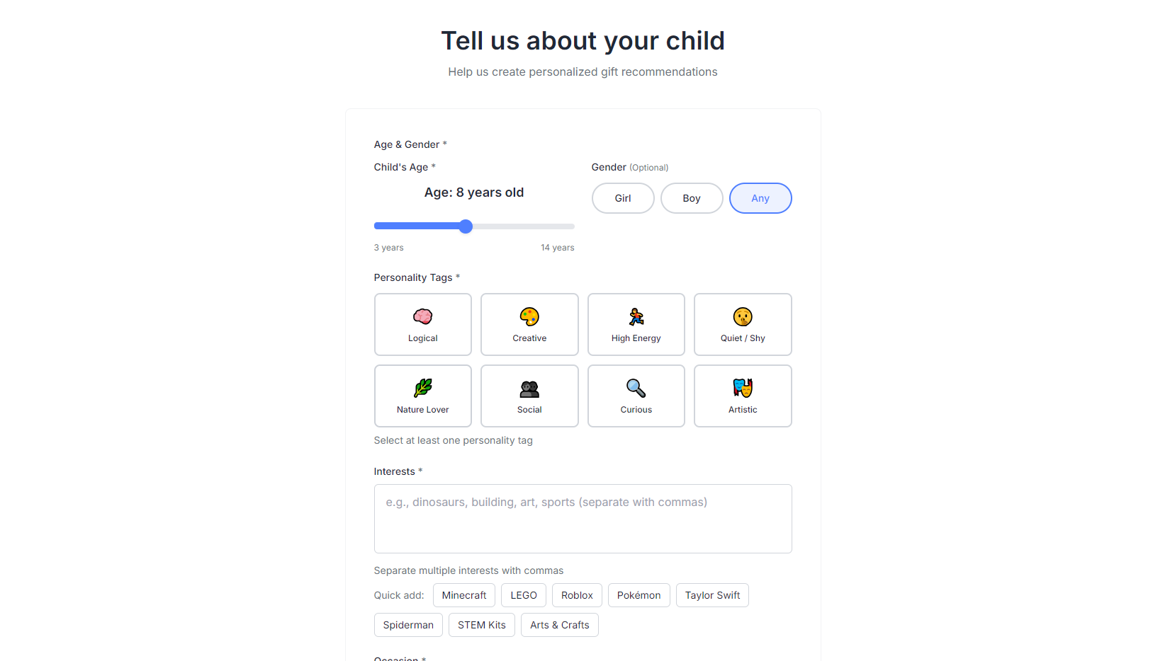 AI Gift Finder - Screenshot 2 showing product features and functionality