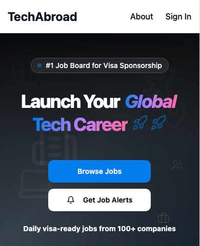 TechAbroad - Main product screenshot demonstrating key features and user interface