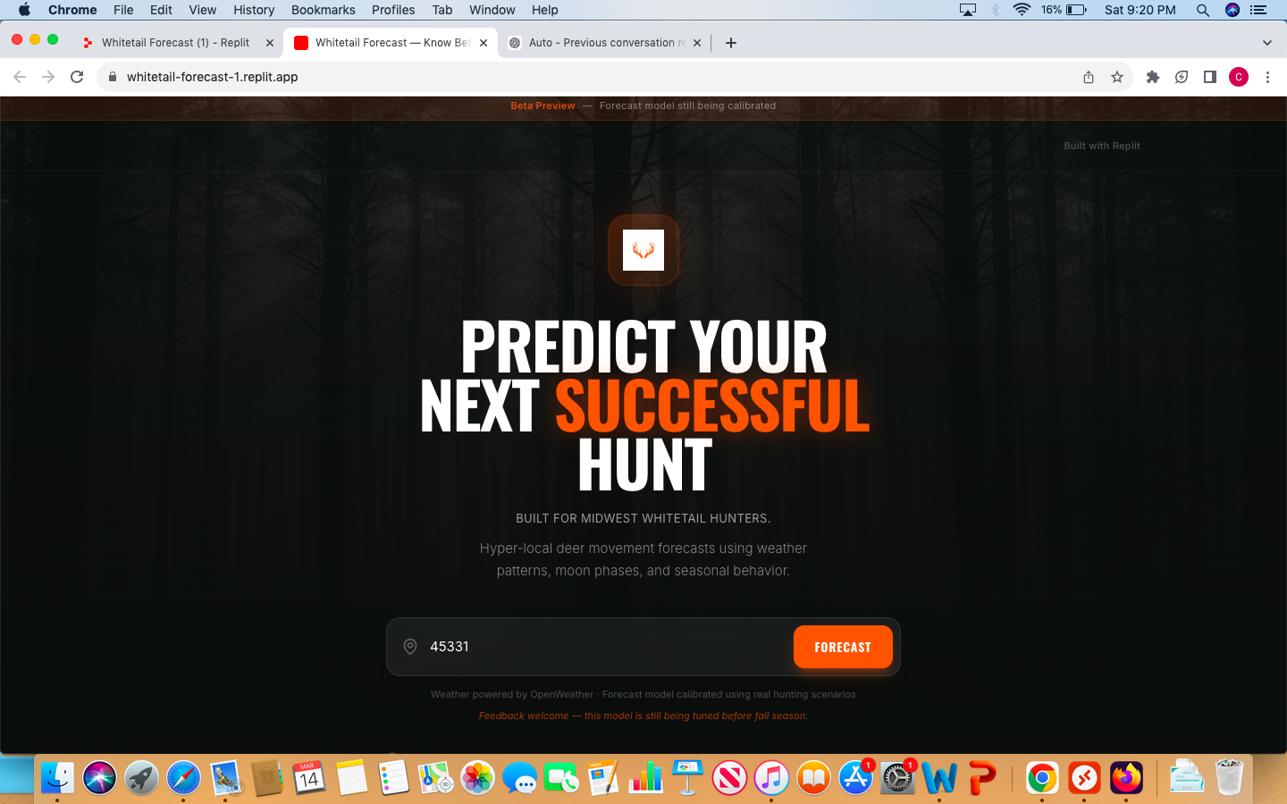 Whitetail Forecast - Main product screenshot demonstrating key features and user interface