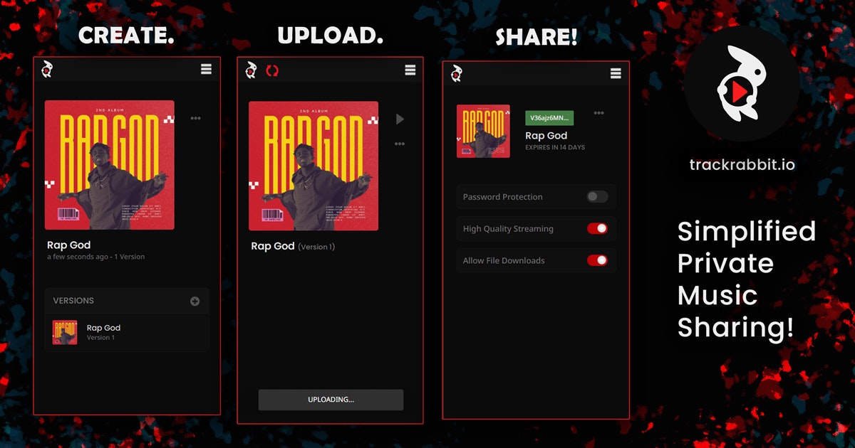 Mídia 3 de Rastrear coelho - Compartilhamento de música particular simplificada para músicos e produtores