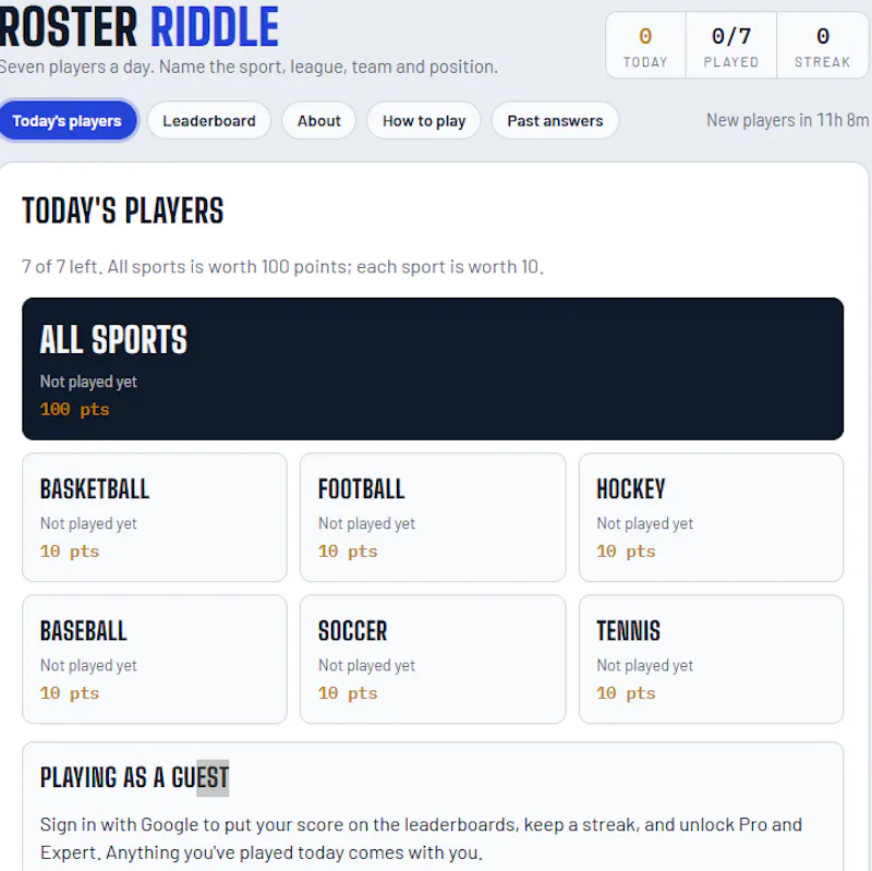 Roster Riddle screenshot 1
