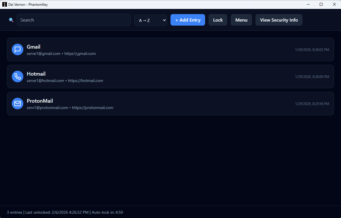 Dai Vernon Password Manager gallery image