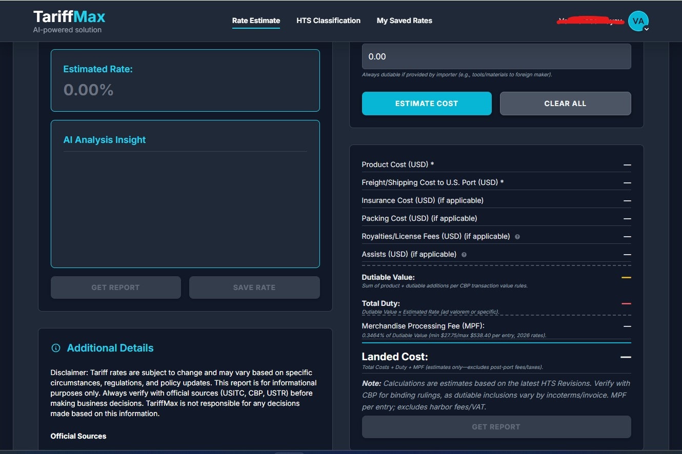 TariffMax - Screenshot 2 showing product features and functionality