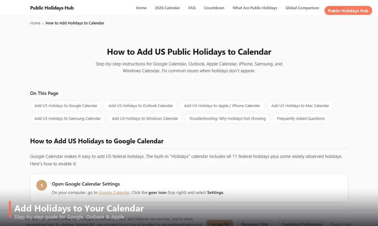 Public Holidays Hub gallery image