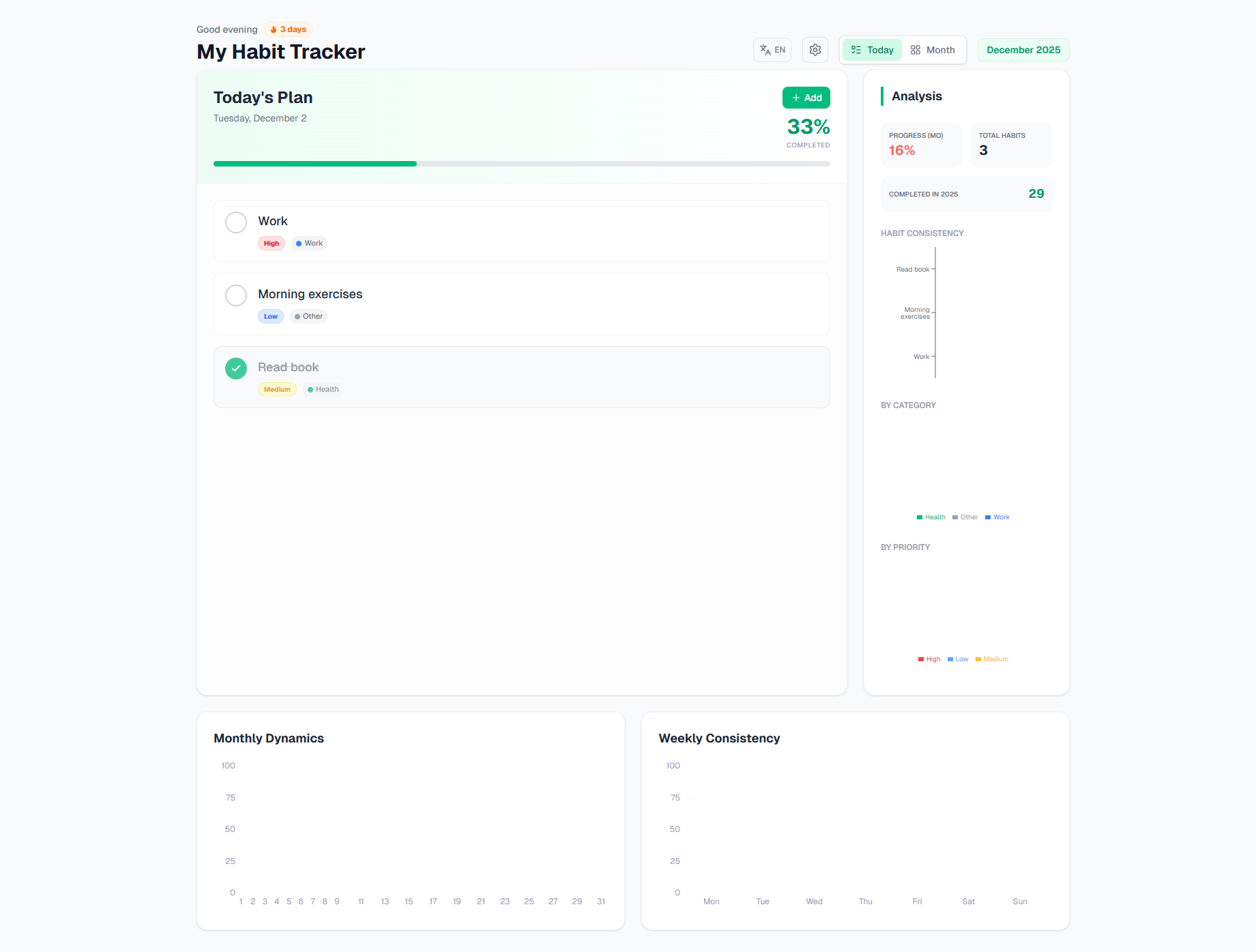 Habit tracker - Main product screenshot demonstrating key features and user interface