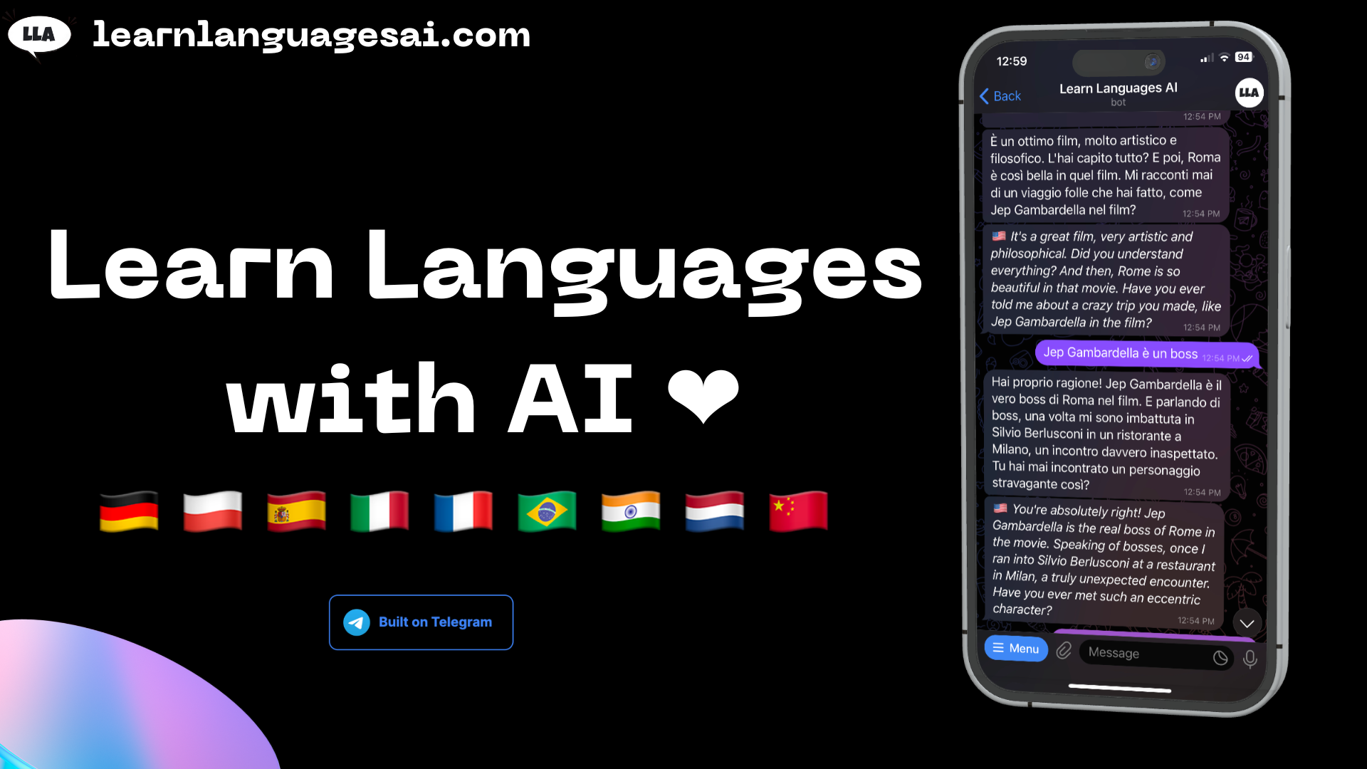 startuptile Learn Languages AI-Hover on our Logo to see the Languages you can Learn!