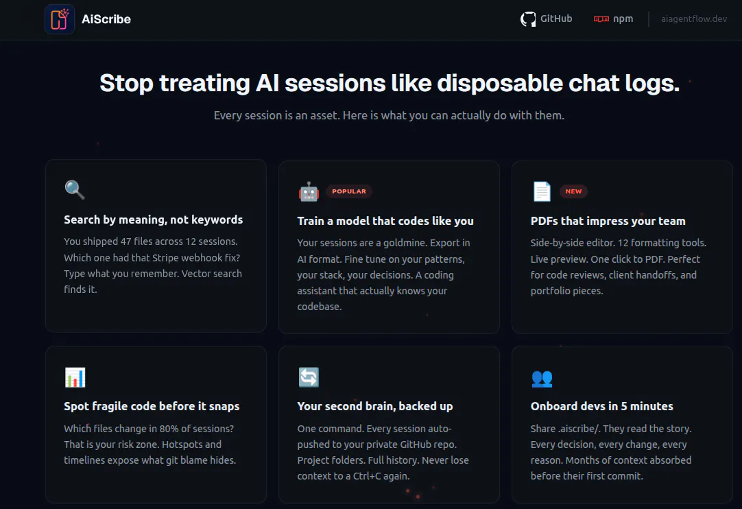 AiScribe - Store your ai coding session gallery image