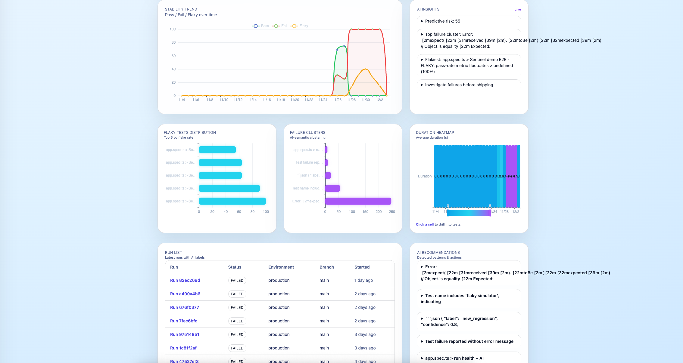 SentinelQA - Screenshot 5 showing product features and functionality