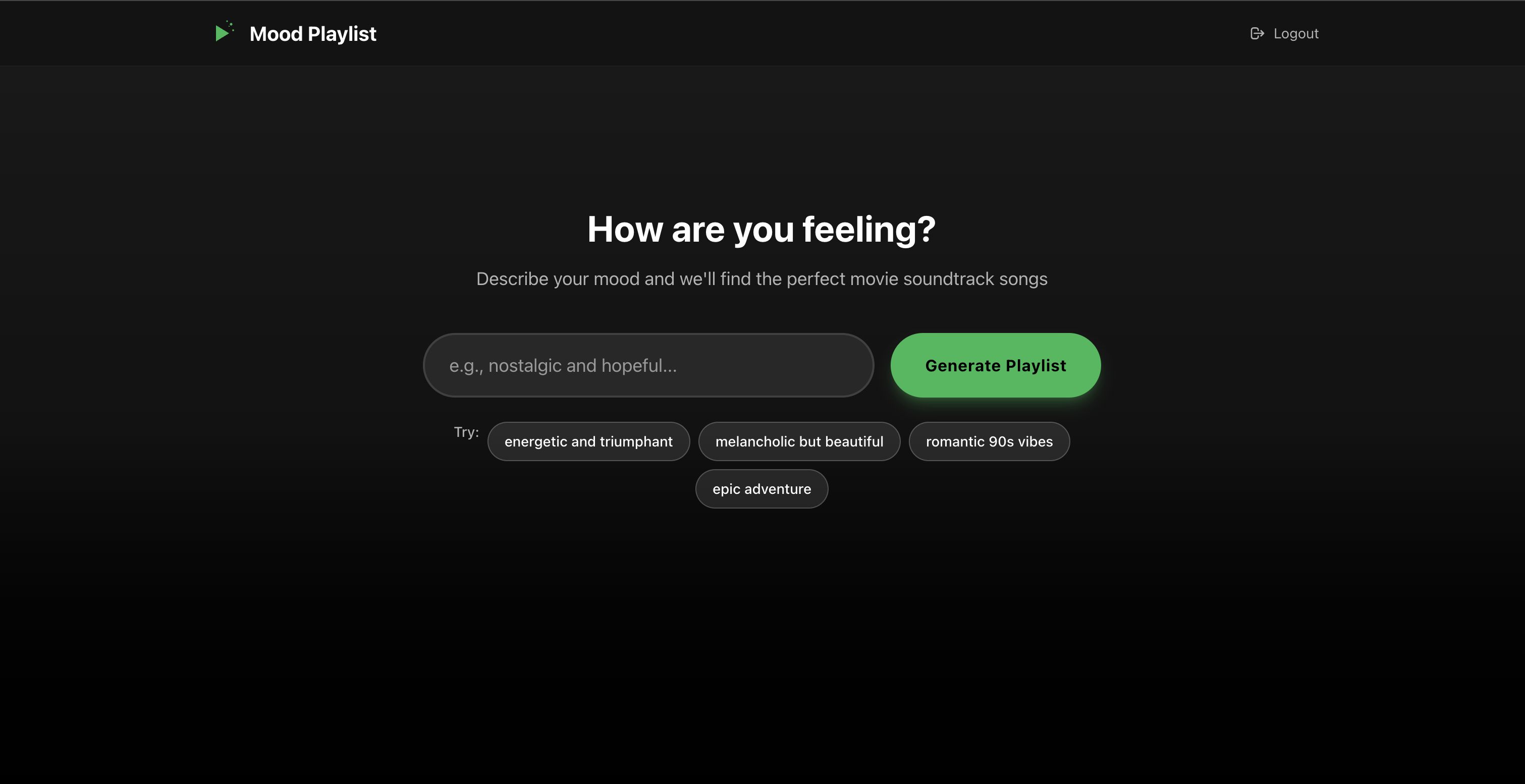 AI Powered Spotify Playlist Creator - Main product screenshot demonstrating key features and user interface