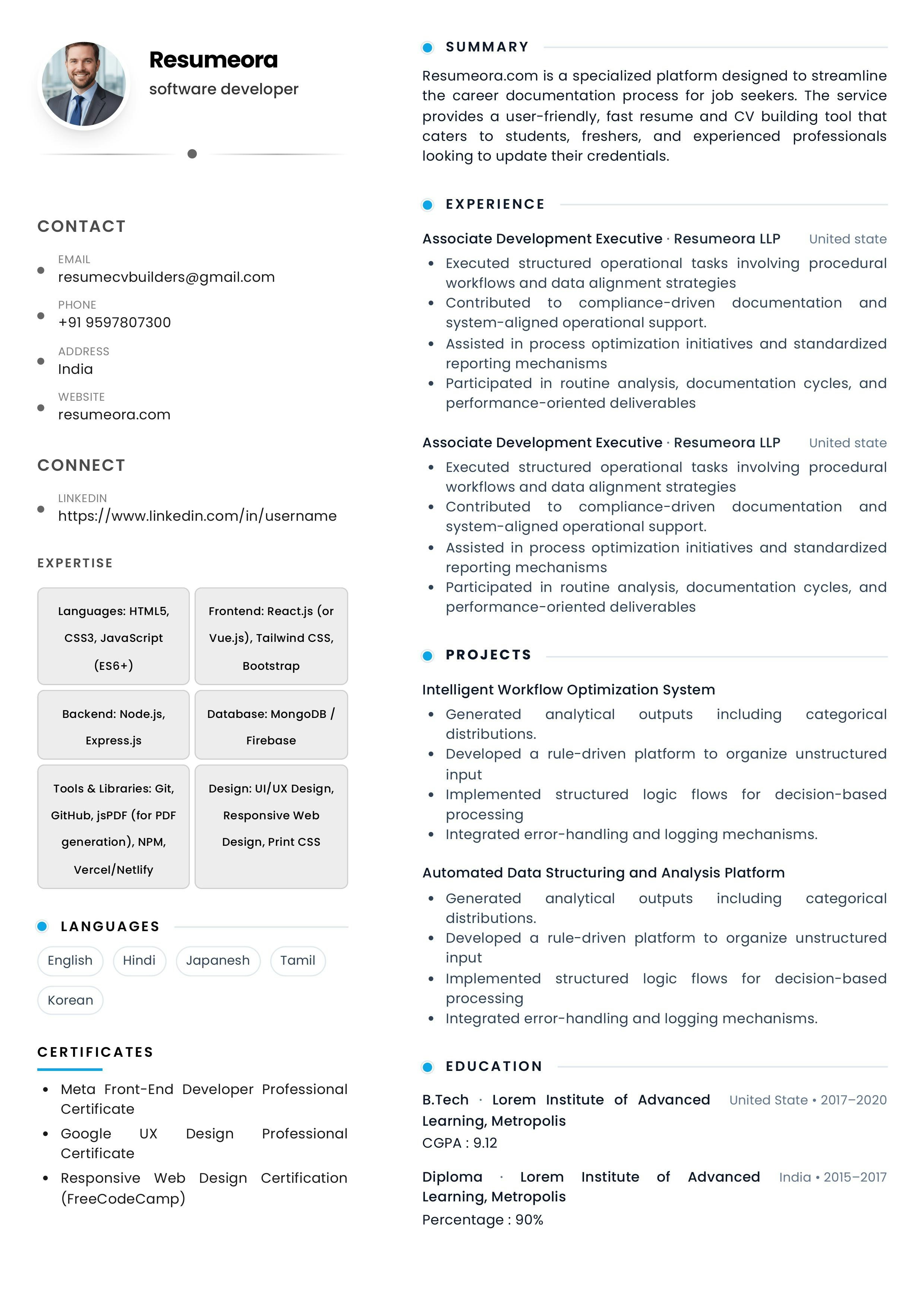 Resumeora Resume Builder gallery image