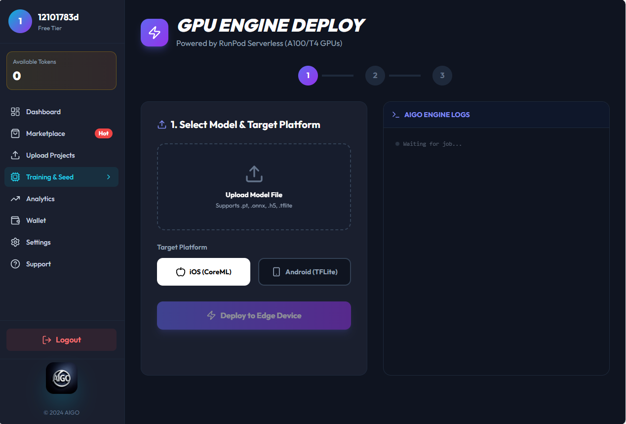 AIGO - Edge AI Platform - Main product screenshot demonstrating key features and user interface