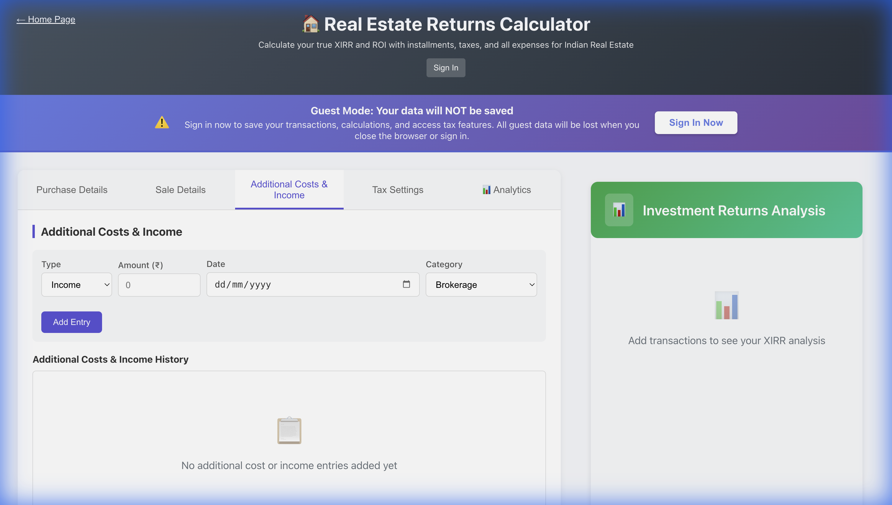 Real Estate XIRR gallery image