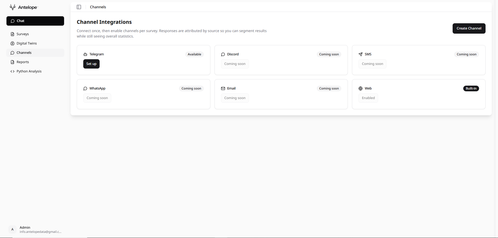 Antelope Data - Main product screenshot demonstrating key features and user interface