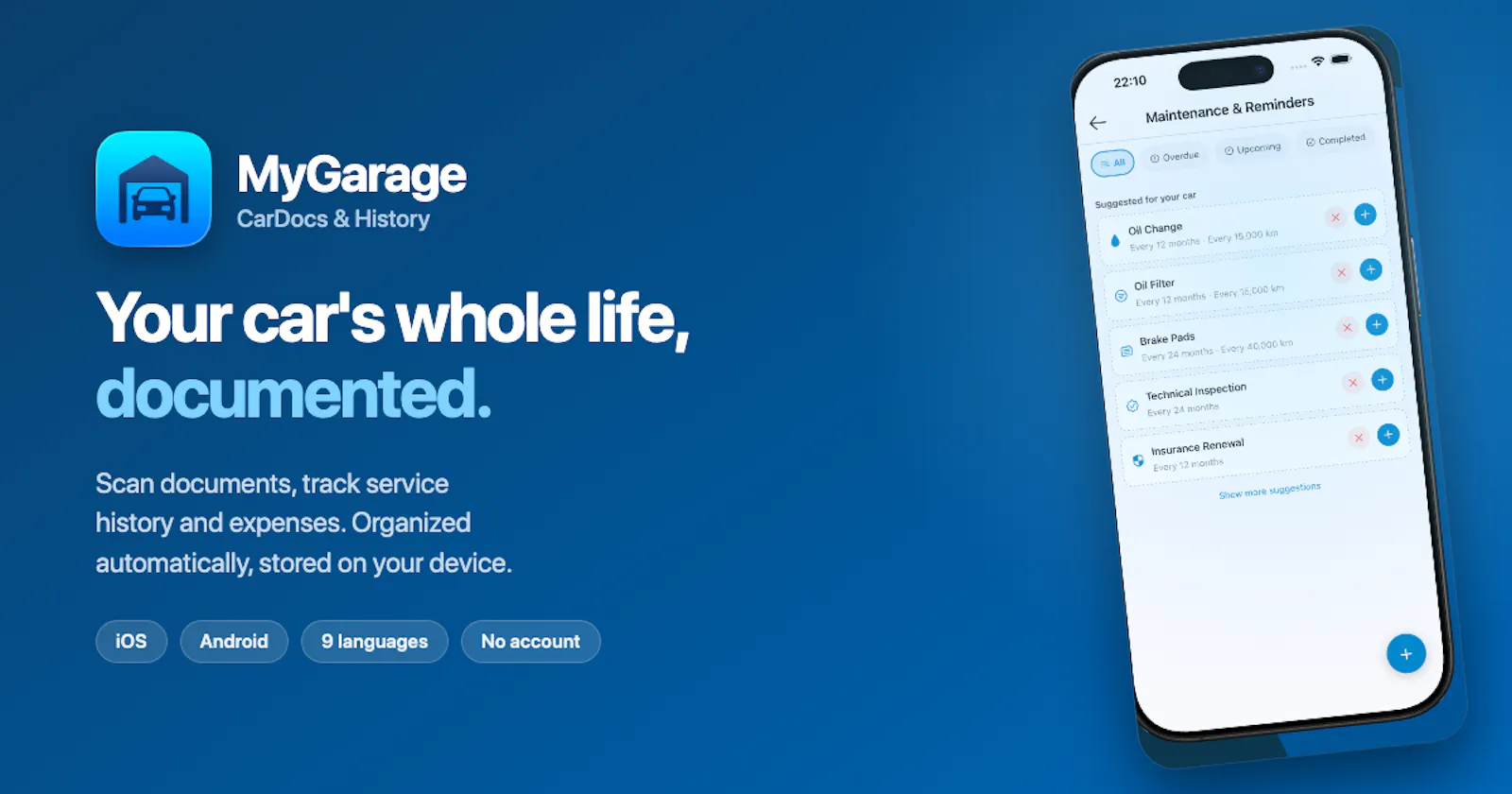 MyGarage: Car Documents & Log screenshot 1