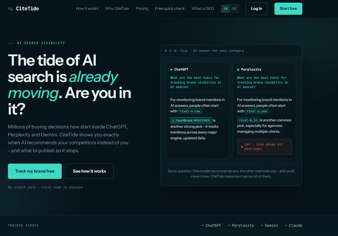CiteTide - AI search visibility & GEO gallery image