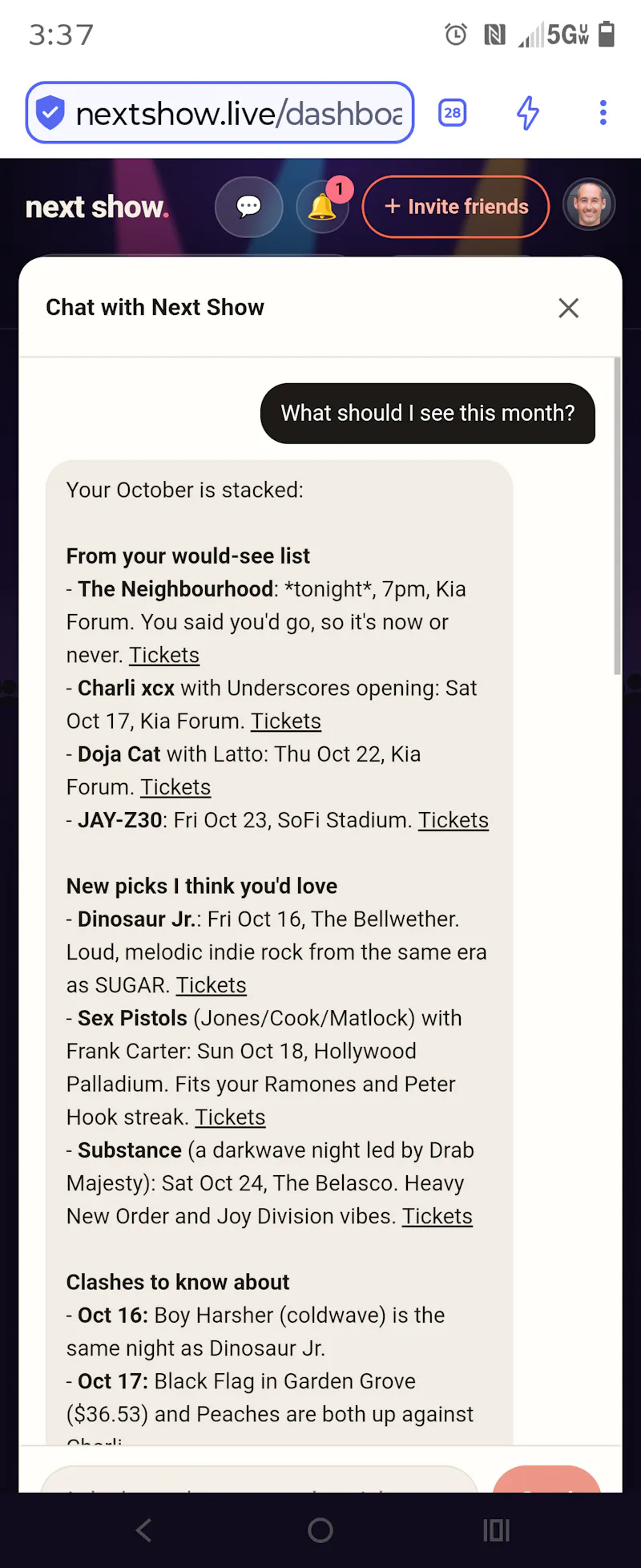 NextShow.live - live music with friends screenshot 2