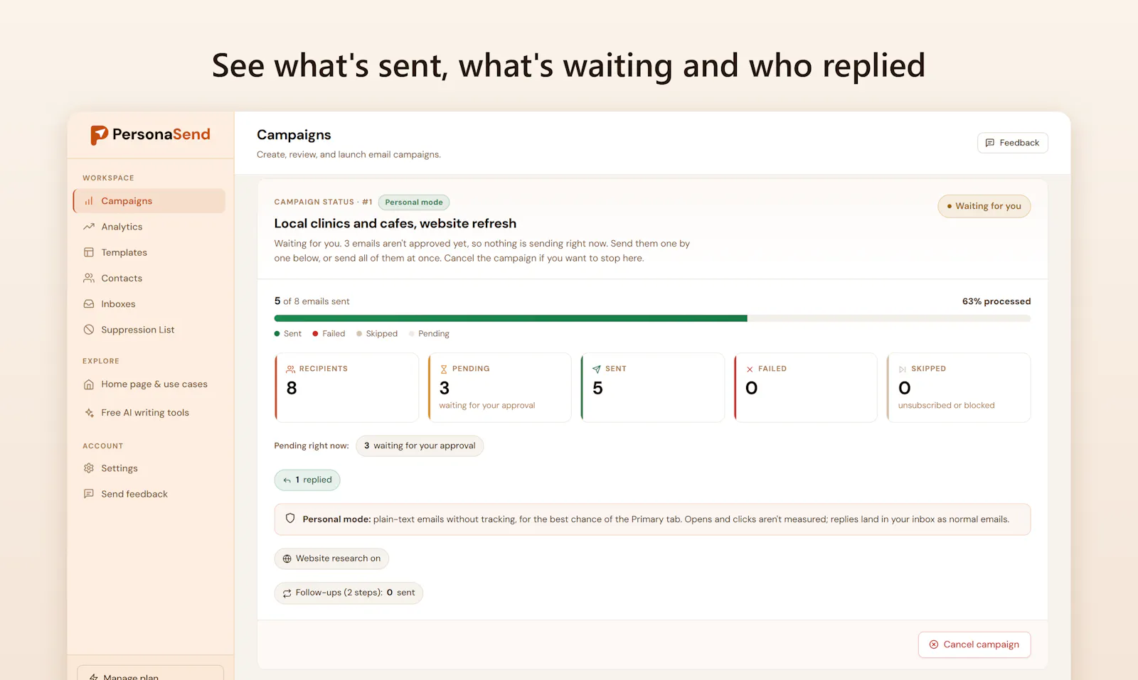 PersonaSend screenshot 2
